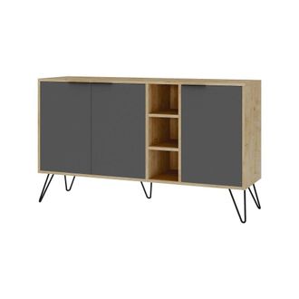 Dmora Aparador efecto madera de roble, antracita 142x36h83 cm