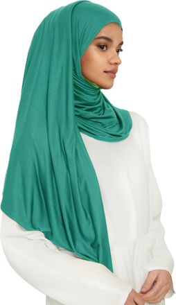 Lina & Lily Pre-sewn Instant Slip-on Modal Jersey Hijab Head Scarf Wrap for Muslim Women (Jade Green)
