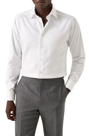 Eton Slim Fit Cotton Dobby Dress Shirt in White at Nordstrom, Size 15.5