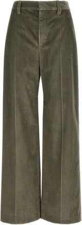 Brunello Cucinelli Katoenen Corduroy Wijde Broek - Dames - Wijde Broeken - Groen - XS - Katoen - Broeken