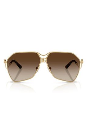 Dolce & Gabbana 62mm Gradient Pilot Sunglasses in Gold /Gradient Brown at Nordstrom