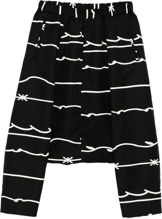 Comme Des Gar&ccedil;ons Broek met print - Zwart