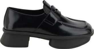 Prada Minimalistische Leren Loafers - Dames - Loafers - Zwart - 38 EU - Schoenen