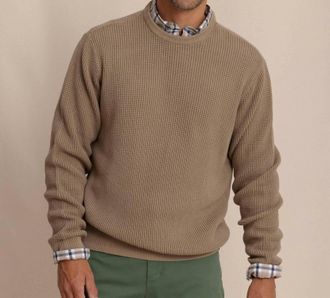 Southern Tide Carrington Garment Dyed Crew Sweater In Sandstone Khaki
