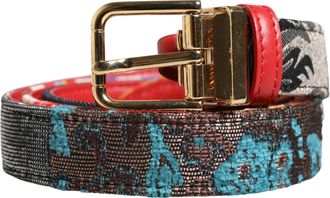 Dolce & Gabbana Multicolor Floral Jacquard Metal Buckle Womens Belt