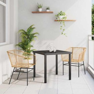 vidaXL Vidaxl - Conjunto De Comedor De Jard&iacute;n 3 Pcs Marr&oacute;n Rat&aacute;n Sint&eacute;tico