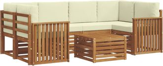 vidaXL Conjunto De Sof&aacute;s De Exterior 7 Uds. Natural Y Crema Vidaxl
