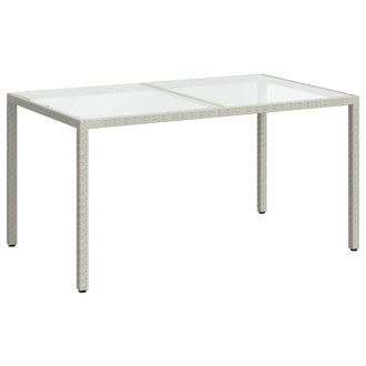 Berkfield Home Garden Table 150x90x75 cm Tempered Glass & Poly Rattan White | Size: 150 x 90 x 75 cm