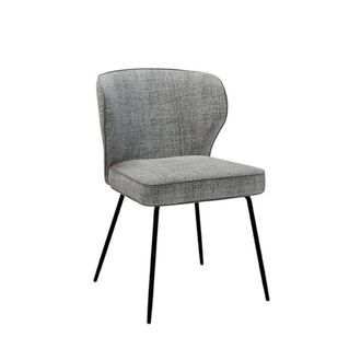 Koketto Home Silla tejido jaspeado gris claro, ribetes y patas negras