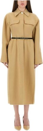 Sportmax Olio Jas - Dames - Jas met riem - Beige - S - Wol - Jassen