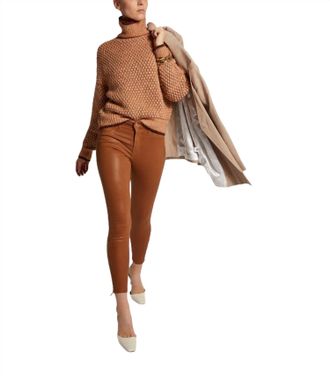 L'agence Sabine High Rise Coated Skinny Jean In Dark Khaki