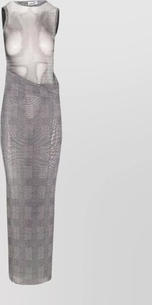 Jean Paul Gaultier long houndstooth mesh dress sleeveless design