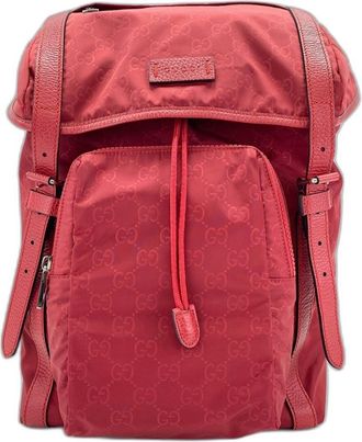 Gucci Red Color Nylon Backpack (Pre-Owned)