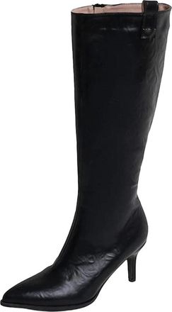 Generic Womens Pointed Toe Thin Heel Side Zipper Knight Boots Knee-High Pumps Shoes