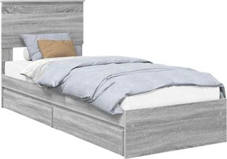 vidaXL Storage Bed with Drawer Grey Sonoma 75 x 190 cm Engineered Wood vidaXL