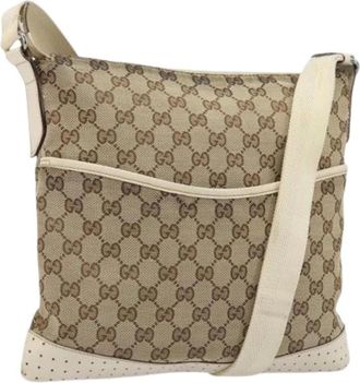 Gucci Pre-owned Cross Body Bags, female, Beige, Size: ONE SIZE Pre-owned Vintage GG Canvas Shoulder Bag