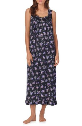 Eileen West Sleeveless Ballet Jersey Nightgown in Black Print at Nordstrom, Size X-Small