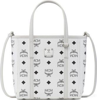 MCM Toni Top-Zip Shopper in Visetos in White at Nordstrom
