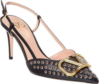 Valentino VLogo 80 Leather Slingback Pump