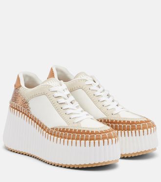 Chlo&eacute; Chlo&eacute; Nama leather-trimmed platform sneakers