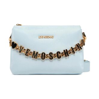 Moschino Chain Link Logo Shoulder Bag - female - Moschino - Shoulder Bags - Blue - ONE SIZE - Bags