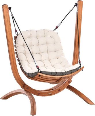 Beliani Patio Swing ALLISTE Larch Wood Brown