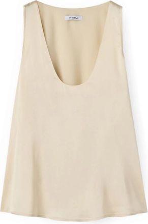 Motivi Wide shoulder satijnen top - Dames - Tops zonder mouwen - Wit - XS - Satijn - Tops