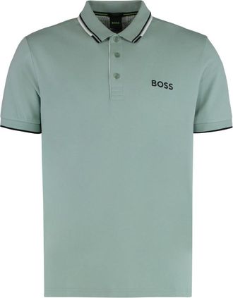 HUGO BOSS Green Striped Logo Polo