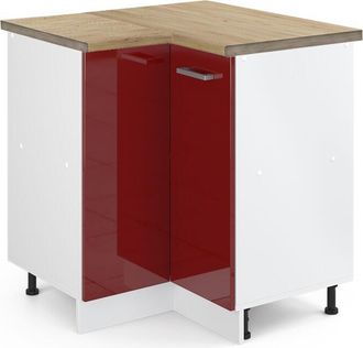 Vicco Armario De Esquina R-line, Rojo Burdeos Alto Brillo, 75.6 Cm, Et Roble