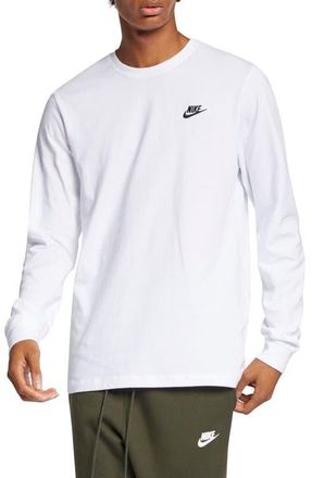 Nike Sportswear Club Long Sleeve T-Shirt in White/black at Nordstrom, Size Xx-Large