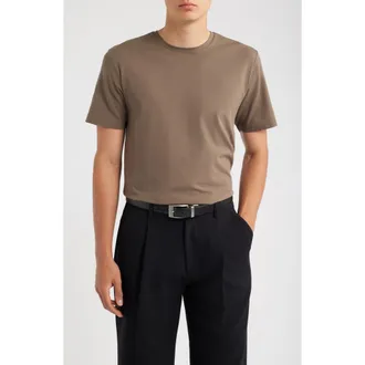 Open Edit Crewneck Stretch Cotton T-Shirt in Brown Acorn at Nordstrom, Size Xx-Large