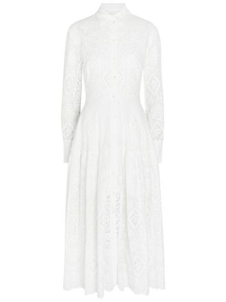 Erdem Floral-embroidered Cotton Maxi Shirt Dress - White - 12 (UK12 / M)