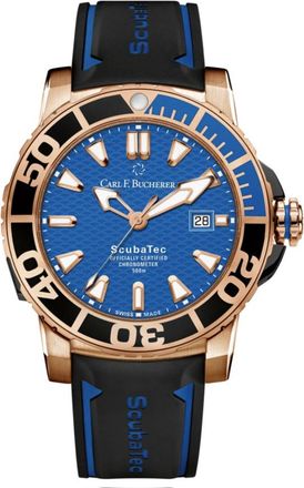 Bucherer Patravi ScubaTec Automatic Chronometer Blue Dial Batman Bezel Mens Watch 00.10632.22.53.01