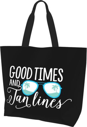 AOOEDM Good Times And Tan Lines Ladies Canvas Tote Reusable Shopping Bag