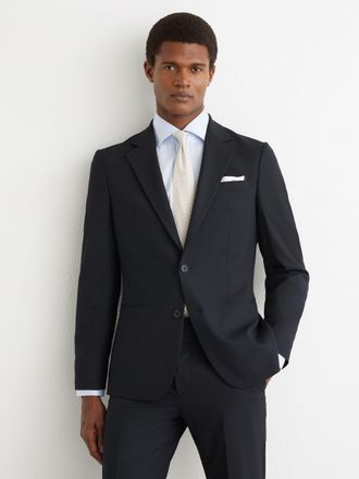 Reiss Navy Single-breasted Tailored-fit Suit Blazer, 42