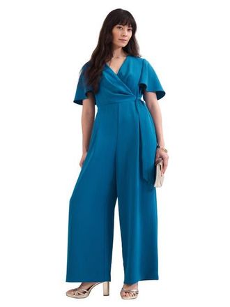 Phase Eight Julissa V-Neck Jumpsuit in Blue at Nordstrom, Size 14