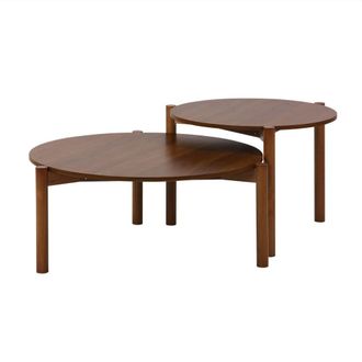 Sweeek Mesas nido redondas efecto madera, set de 2, nogal