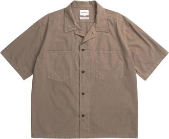 Norse Projects Mols Poplin Shirt - Heren - Korte mouwen Overhemden - Bruin - XL - Overhemden