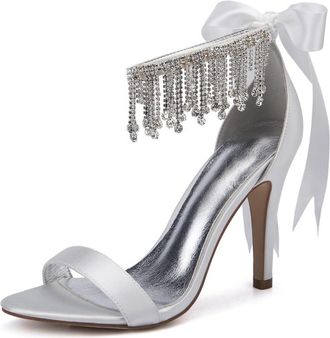 Generic Bridal Wedding Shoes Women Sexy Comfortable Heel Open Toe Stiletto High Heeled Sandals for Party Night Out Daily 10.5Cm,Ivory,5 UK