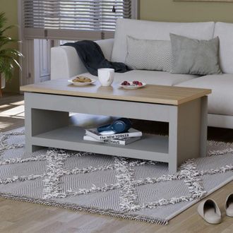 Home Discount Home Discount - Arlington Sliding Top Coffee Table With Shelf Living Room Furniture, Grey