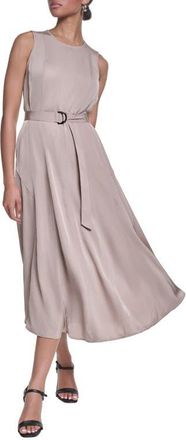 Karl Lagerfeld Belted Sleeveless Midi Dress in Sand at Nordstrom, Size 10