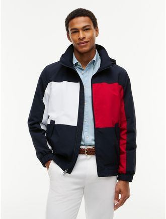 Tommy Hilfiger Mens Water-Repellent Flag Logo Regatta Jacket - Navy Blue - XXXL