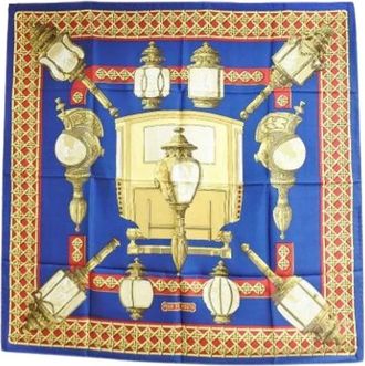 Herm&egrave;s Pre-owned Scarves, female, Blue, Size: ONE SIZE Pre-owned Silk Scarf