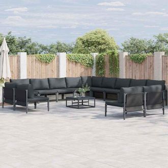 vidaXL Conjunto De Sof&aacute; De Jard&iacute;n 14 Pcs Antracita Acero Vidaxl
