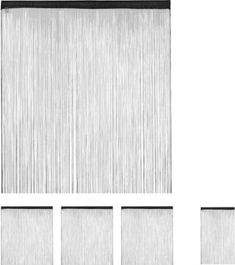 Relaxdays Relaxdays - Set of 4 Black String Curtains, Can be Shortened, With Eyelet Top for Windows & Doors, 145 x 245 cm, Black