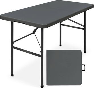 Best Choice Products 4ft Plastic Folding Table, Indoor Outdoor Heavy Duty Portable w/ Handle, Lock for Picnic