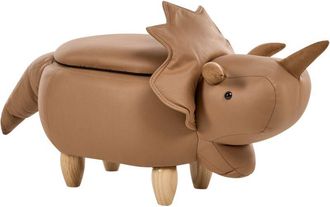 Beliani Taburete De Tela Con Forma De Animal Para Habitaci&oacute;n Infantil Marr&oacute;n Triceratops