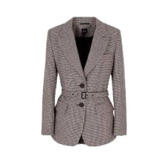 A|X Armani Exchange Blazers, female, Gray, Size: 2XS Jacket in houndstooth fabrics with belt