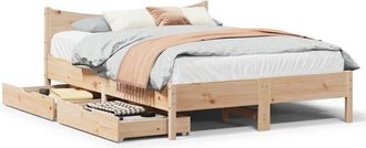 vidaXL Estructura De Cama Con Cajones Madera Maciza De Pino 150x200cm Vidaxl