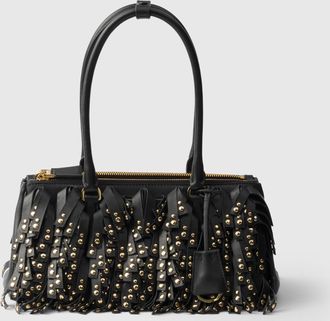 Prada Galleria medium nappa leather bag with fringe and studs
